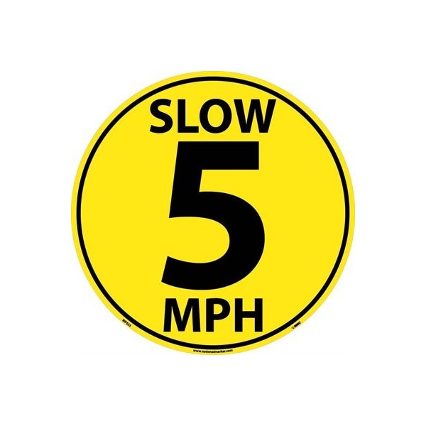 Nmc Slow 5 Mph Walk On Floor Sign, Vinyl, Round, English WFS33 - main
